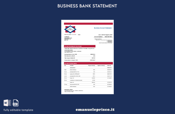 stile verificato Home Bancshares Estratto conto bancario modello Word e modello 